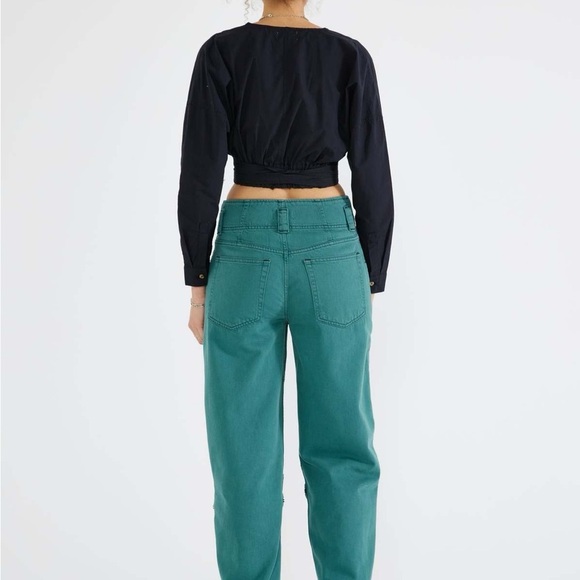 Etica Women’s Barrel Leg Doyle Biker Pants in Quetzal Green Size 31 - Picture 2 of 13